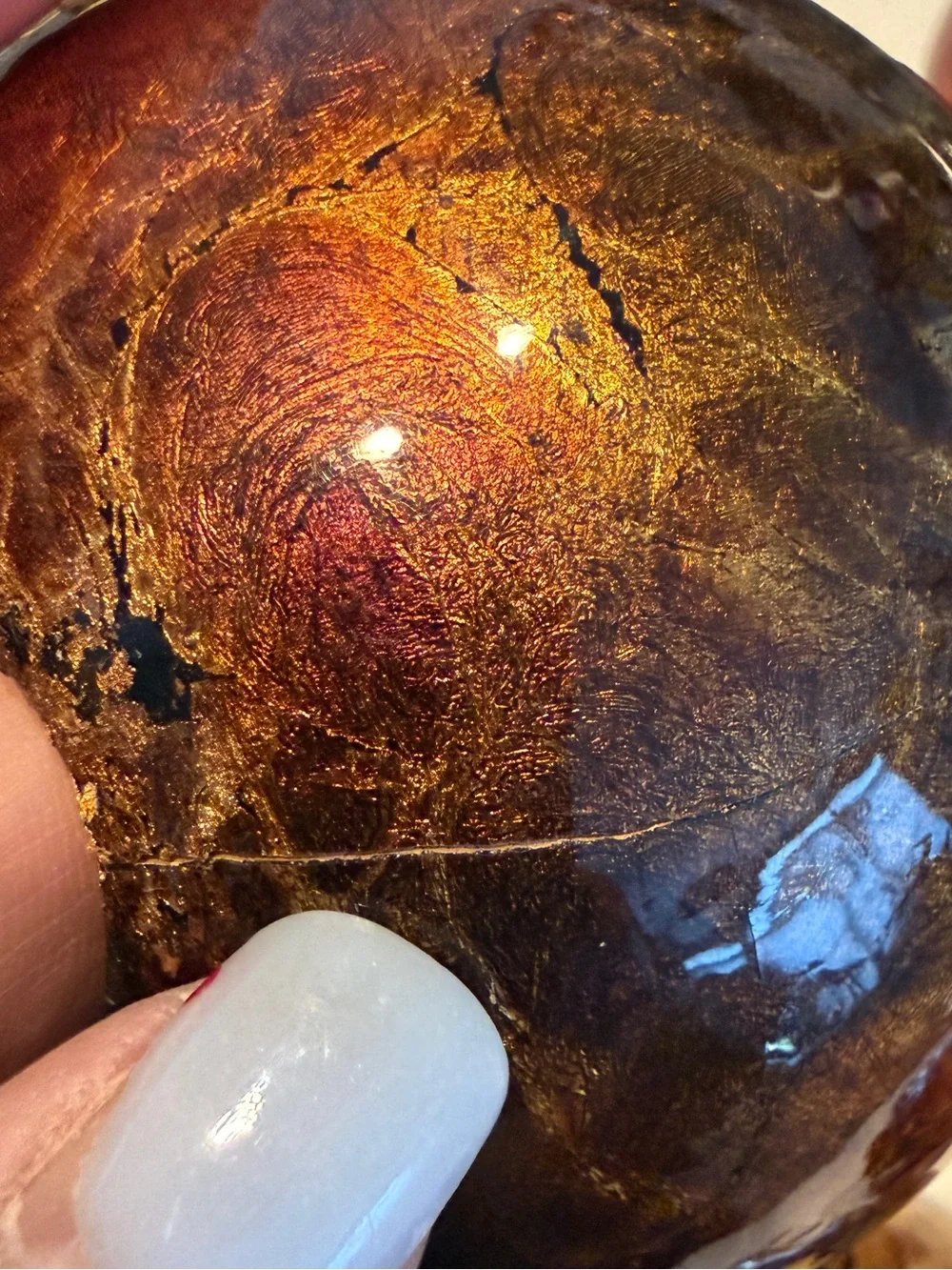 Set of 7 Red Gold Mercury Glass Decorative Orbs Spheres 4” Holiday Decor